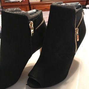Marc Fisher black suede serenity open toe bootie
